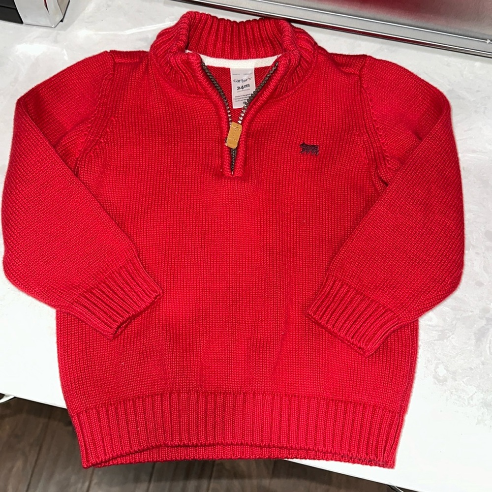 Carters Quarter Zip Red Sweater 24 months